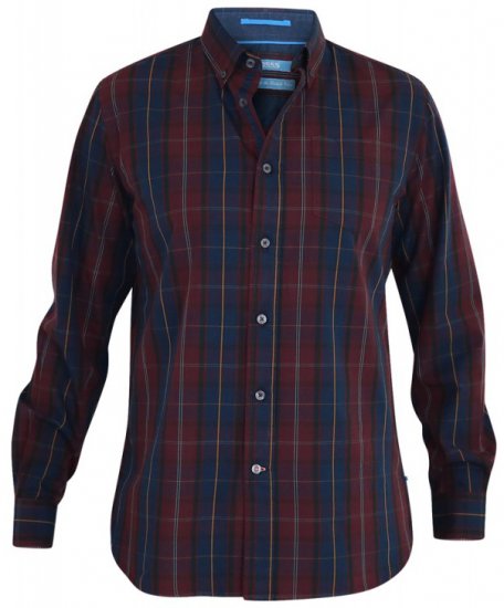 D555 Grady Long Sleeve Check Shirt - Krekli - Krekli - 2XL-8XL