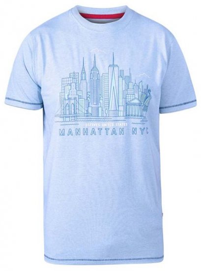D555 Hemsworth Manhattan Sky Line Crew Neck Printed T-Shirt Blue - T-krekli - T-krekli - 2XL-14XL