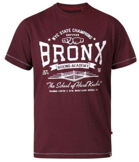D555 Huddlestone Bronx Boxing Crew Neck Printed T-Shirt Red - T-krekli - T-krekli - 2XL-14XL