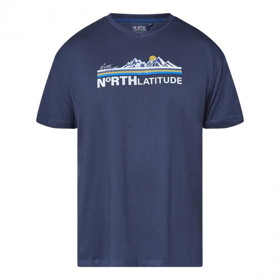 North Latitude Mountain T-Shirt V-Neck Tumši zila - T-krekli - T-krekli - 2XL-14XL