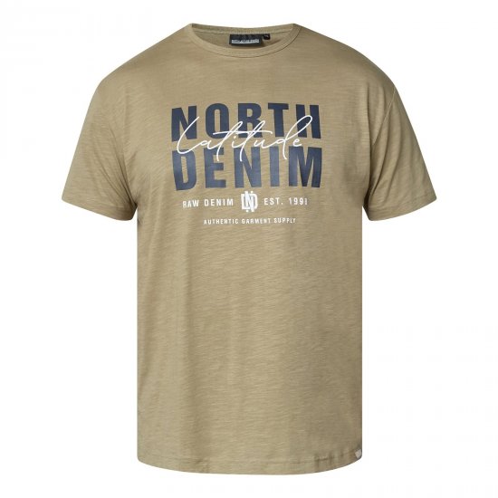North Latitude T-Shirt Slub With Print Brūna/smilškrāsa - T-krekli - T-krekli - 2XL-14XL
