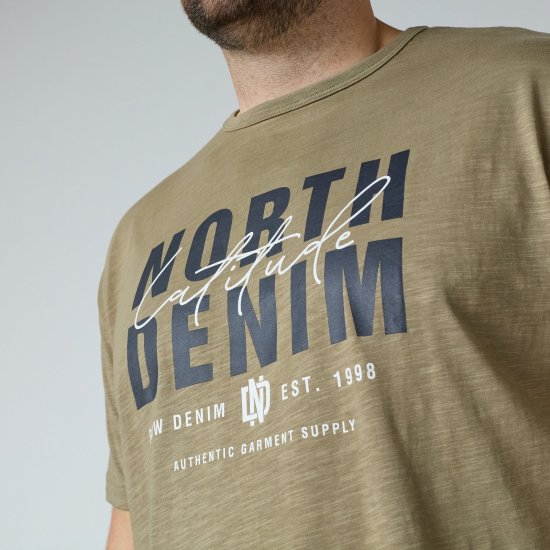 North Latitude T-Shirt Slub With Print Brūna/smilškrāsa - T-krekli - T-krekli - 2XL-14XL