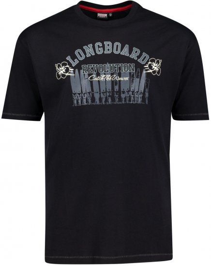 Adamo Longboard Regular Fit Printed T-shirt Black - T-krekli - T-krekli - 2XL-14XL