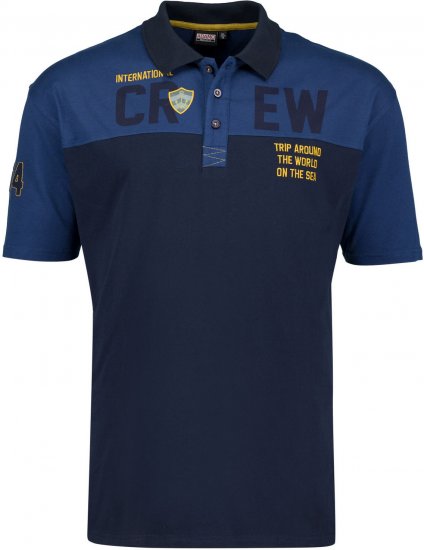 Adamo Crew Printed Jersey Poloshirt Denim Blue - Polo krekli - Polo krekli - 2XL-8XL