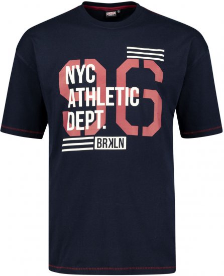 Adamo BRKLN Comfort Fit Printed T-shirt Navy - T-krekli - T-krekli - 2XL-14XL