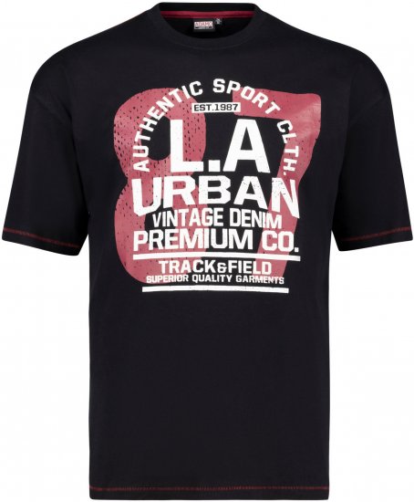 Adamo Urban Comfort Fit Printed T-shirt Black - T-krekli - T-krekli - 2XL-14XL