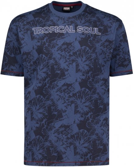 Adamo Tropical Regular Fit Printed T-shirt Navy - T-krekli - T-krekli - 2XL-14XL