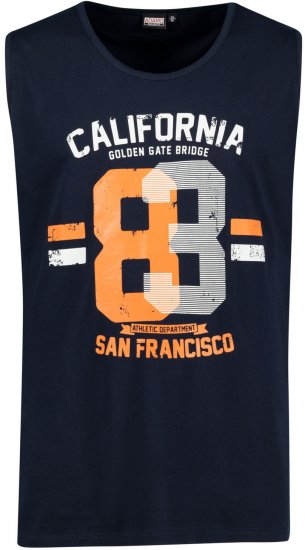 Adamo Golden Gate Comfort Fit Printed Tank-top Navy - T-krekli - T-krekli - 2XL-14XL