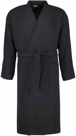 Adamo Jadon Waffelpiqué Bathrobe Black - Apakšveļa un peldšorti - Apakšveļa - 2XL-8XL