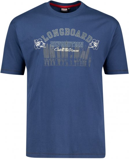 Adamo Longboard Regular Fit Printed T-shirt Denim Blue - T-krekli - T-krekli - 2XL-14XL