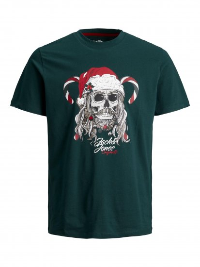 Jack & Jones JORFESTIVE Xmas Skull T-shirt Green - T-krekli - T-krekli - 2XL-14XL