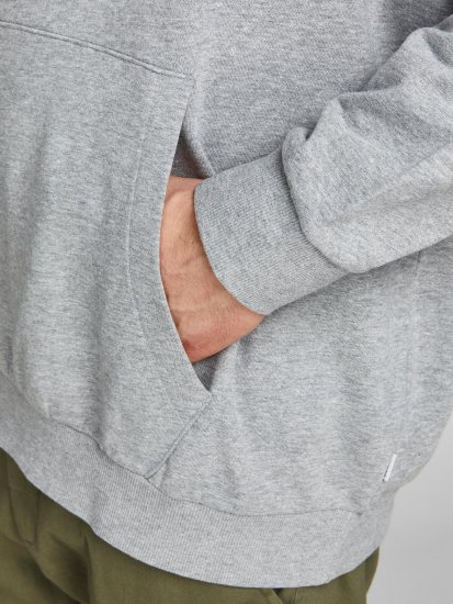 Jack & Jones JJESHARK SWEAT Hoodie Light Grey - Džemperi un džemperi ar kapuci - Džemperi - 2XL-14XL