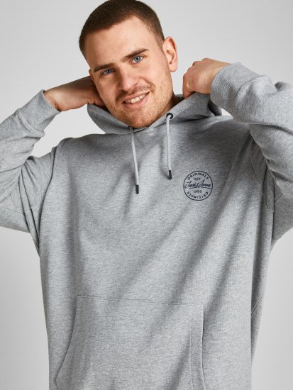 Jack & Jones JJESHARK SWEAT Hoodie Light Grey - Džemperi un džemperi ar kapuci - Džemperi - 2XL-14XL