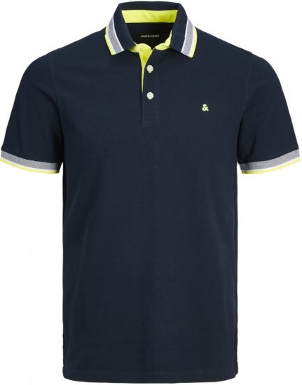 Jack & Jones PAULOS Short Sleeve Polo Navy Blazer/NEON - Polo krekli - Polo krekli - 2XL-8XL