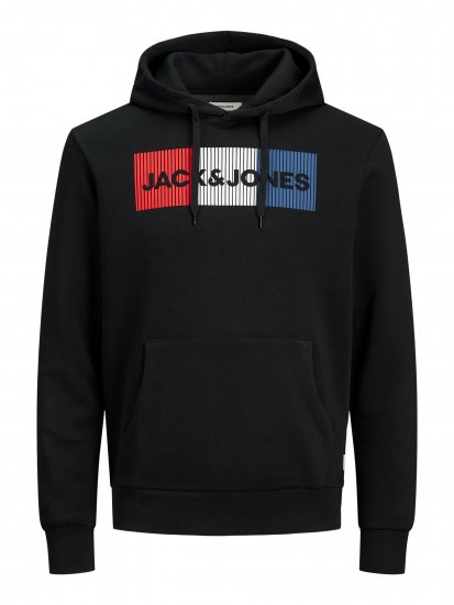 Jack & Jones CORP LOGO Hoodie Black - Džemperi un džemperi ar kapuci - Džemperi - 2XL-14XL