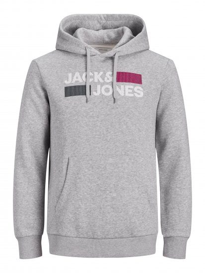Jack & Jones CORP LOGO Hoodie Light Gray - Džemperi un džemperi ar kapuci - Džemperi - 2XL-14XL