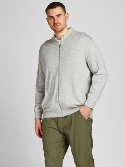 Jack & Jones JJEMIL Knit Turtle Zip Cardigan Light Grey - Džemperi un džemperi ar kapuci - Džemperi - 2XL-14XL