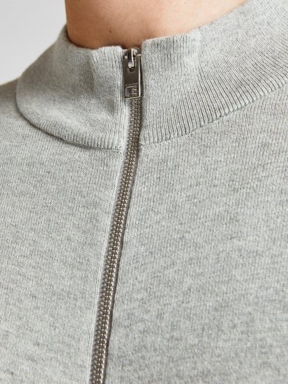 Jack & Jones JJEMIL Knit Turtle Zip Cardigan Light Grey - Džemperi un džemperi ar kapuci - Džemperi - 2XL-14XL