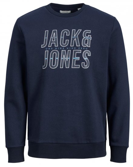 Jack & Jones JJXILO Sweat Navy - Liela izmēra apģērbi - Lieli apģērbu izmēri vīriešiem