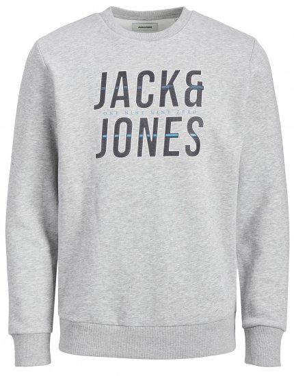 Jack & Jones JJXILO Sweat Light Grey - Liela izmēra apģērbi - Lieli apģērbu izmēri vīriešiem