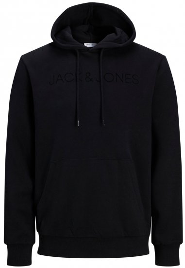 Jack & Jones JJHUGO FLOCK Hoodie Black - Džemperi un džemperi ar kapuci - Džemperi - 2XL-14XL