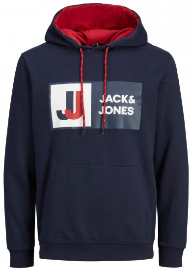 Jack & Jones JCOLOGAN Hoodie Navy - Džemperi un džemperi ar kapuci - Džemperi - 2XL-14XL