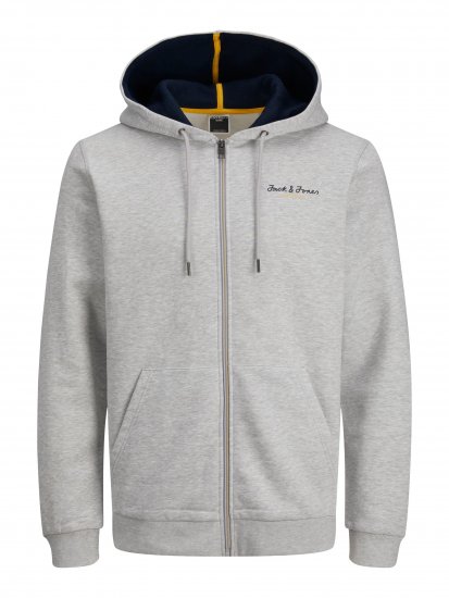 Jack & Jones JCOBERG SWEAT ZIP Hoodie Grey Melange - Džemperi un džemperi ar kapuci - Džemperi - 2XL-14XL