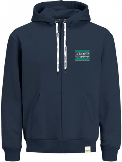 Jack & Jones JORINTERNATIONAL ZIP Hoodie Navy - Džemperi un džemperi ar kapuci - Džemperi - 2XL-14XL