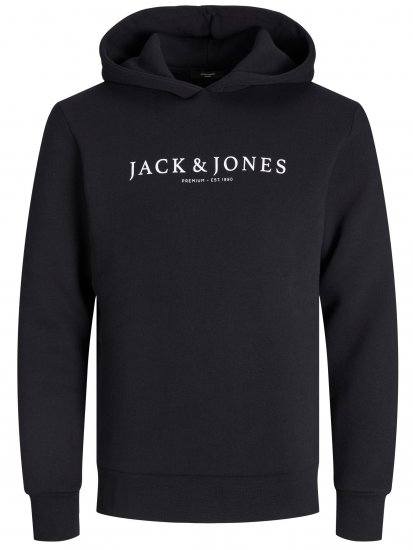 Jack & Jones JPRBLAAUGUST LOGO Hoodie Black - Džemperi un džemperi ar kapuci - Džemperi - 2XL-14XL