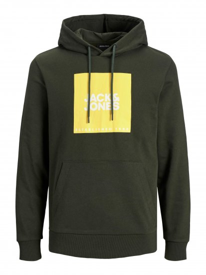 Jack & Jones JJLOCK SWEAT HOOD Dark Green - Džemperi un džemperi ar kapuci - Džemperi - 2XL-14XL