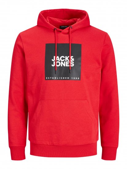 Jack & Jones JJLOCK SWEAT HOOD Red - Džemperi un džemperi ar kapuci - Džemperi - 2XL-14XL