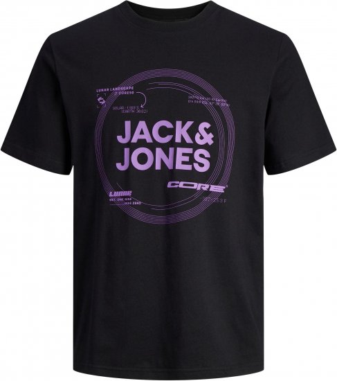 Jack & Jones JCOPILOU TEE SS CREW NECK Black - T-krekli - T-krekli - 2XL-14XL