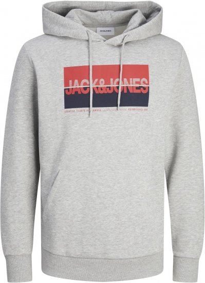 Jack & Jones JJNOLAN Hoodie Light Grey - Džemperi un džemperi ar kapuci - Džemperi - 2XL-14XL