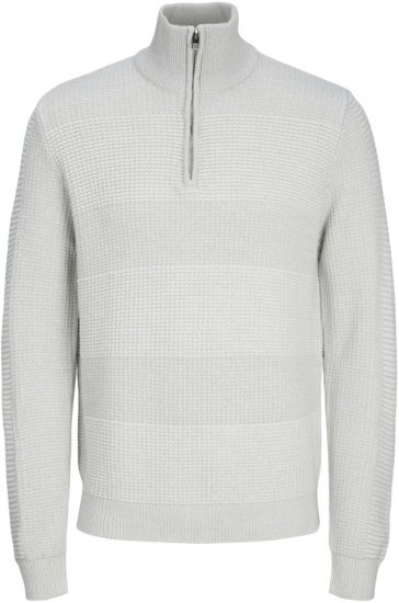 Jack & Jones HUGO Knitted Sweater with Half Zipper Cool Gray - Džemperi un džemperi ar kapuci - Džemperi - 2XL-14XL