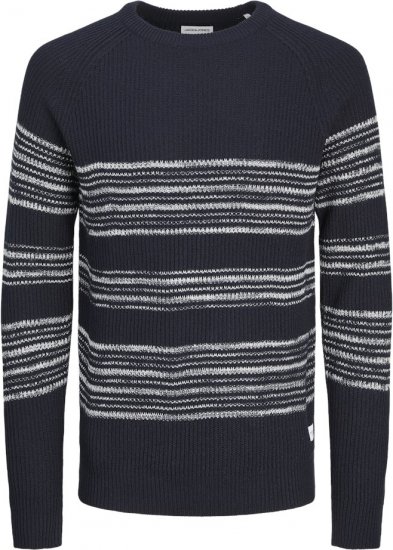 Jack & Jones PANNEL Striped Knitted Sweater Navy Blazer - Džemperi un džemperi ar kapuci - Džemperi - 2XL-14XL