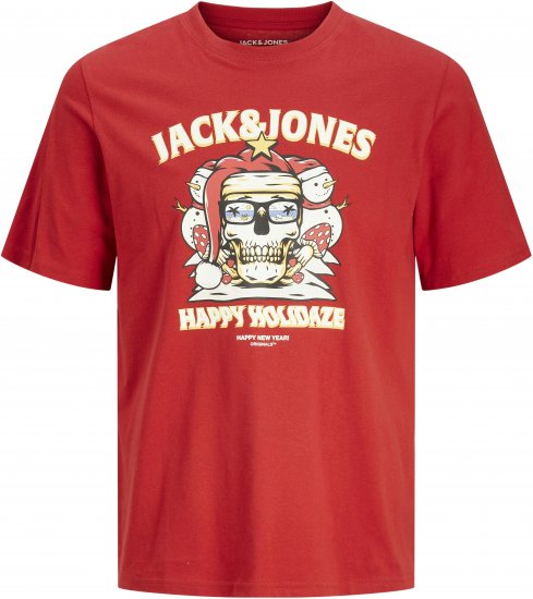 Jack & Jones XMAS Christmas Skull T-Shirt Red - T-krekli - T-krekli - 2XL-14XL