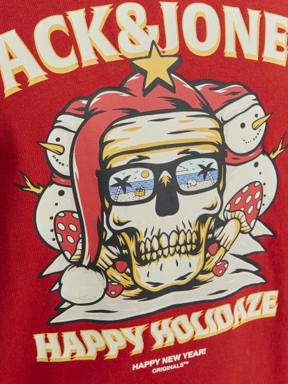 Jack & Jones XMAS Christmas Skull T-Shirt Red - T-krekli - T-krekli - 2XL-14XL