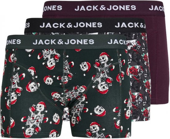 Jack & Jones XMAS Skull Trunks 3-Pack Green/Grey/Red - Apakšveļa un peldšorti - Apakšveļa - 2XL-8XL