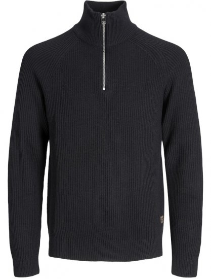 Jack & Jones Pannel Knit Half Zip Pullover Black - Džemperi un džemperi ar kapuci - Džemperi - 2XL-14XL