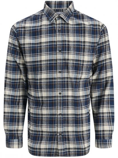 Jack & Jones James Long Sleeve Flannel Shirt Navy Blazer - Krekli - Krekli - 2XL-8XL
