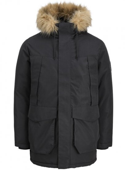 Jack & Jones Camp Faux Fur Parka Black - Jakas & Lietus apģērbs - Jakas - 2XL-12XL