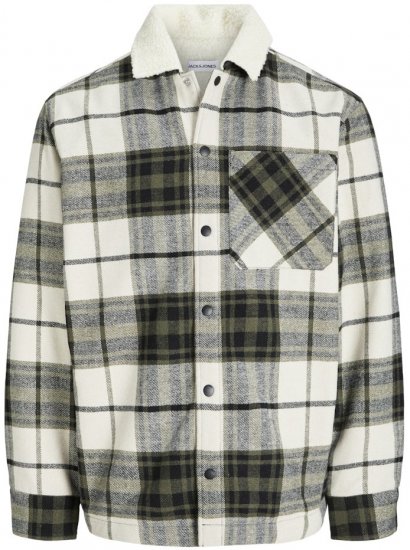 Jack & Jones Zac Teddy Long Sleeve Overshirt Jacket Dusty Olive - Jakas & Lietus apģērbs - Jakas - 2XL-12XL