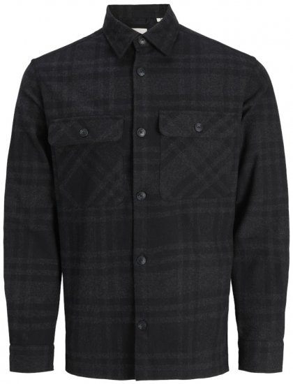 Jack & Jones Rayle Melange Check Long Sleeve Overshirt Black Beauty - Krekli - Krekli - 2XL-8XL