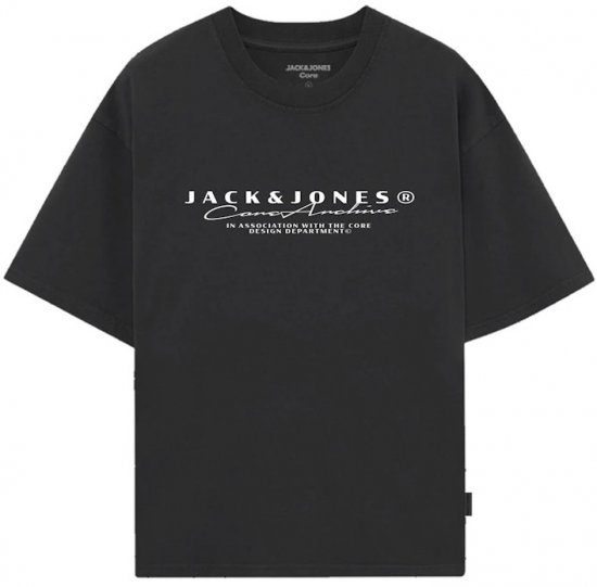 Jack & Jones Point Branding Crew Neck T-Shirt Black - Lielo vīriešu t-krekli ar apdruku - Lielo vīriešu t-krekli ar apdruku