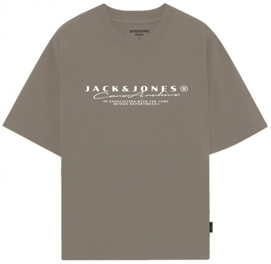 Jack & Jones Point Branding Crew Neck T-Shirt Desert Taupe - T-krekli - T-krekli - 2XL-14XL