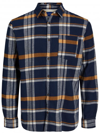Jack & Jones JOROWEN CHECK COMFORT Shirt Navy - Krekli - Krekli - 2XL-8XL