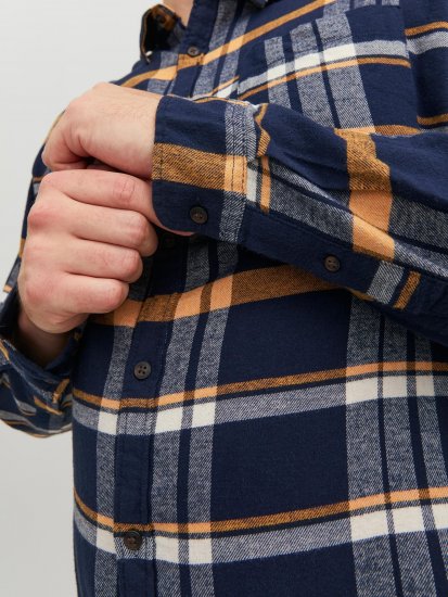 Jack & Jones JOROWEN CHECK COMFORT Shirt Navy - Krekli - Krekli - 2XL-8XL