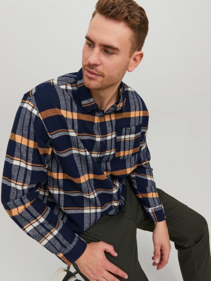 Jack & Jones JOROWEN CHECK COMFORT Shirt Navy - Krekli - Krekli - 2XL-8XL