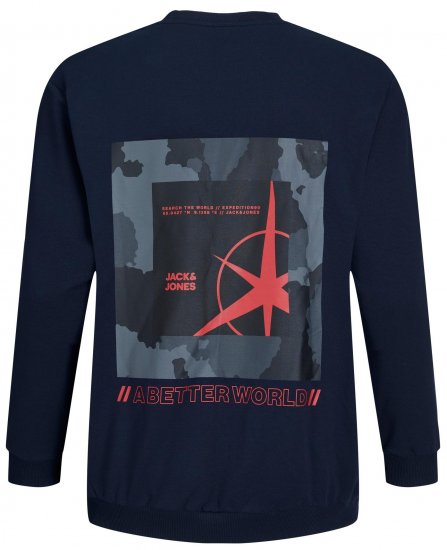 Jack & Jones JCOFILO Crew Neck Sweater with Back Print Navy Blazer - Džemperi un džemperi ar kapuci - Džemperi - 2XL-14XL