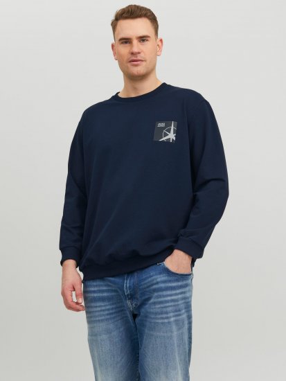 Jack & Jones JCOFILO Crew Neck Sweater with Back Print Navy Blazer - Džemperi un džemperi ar kapuci - Džemperi - 2XL-14XL
